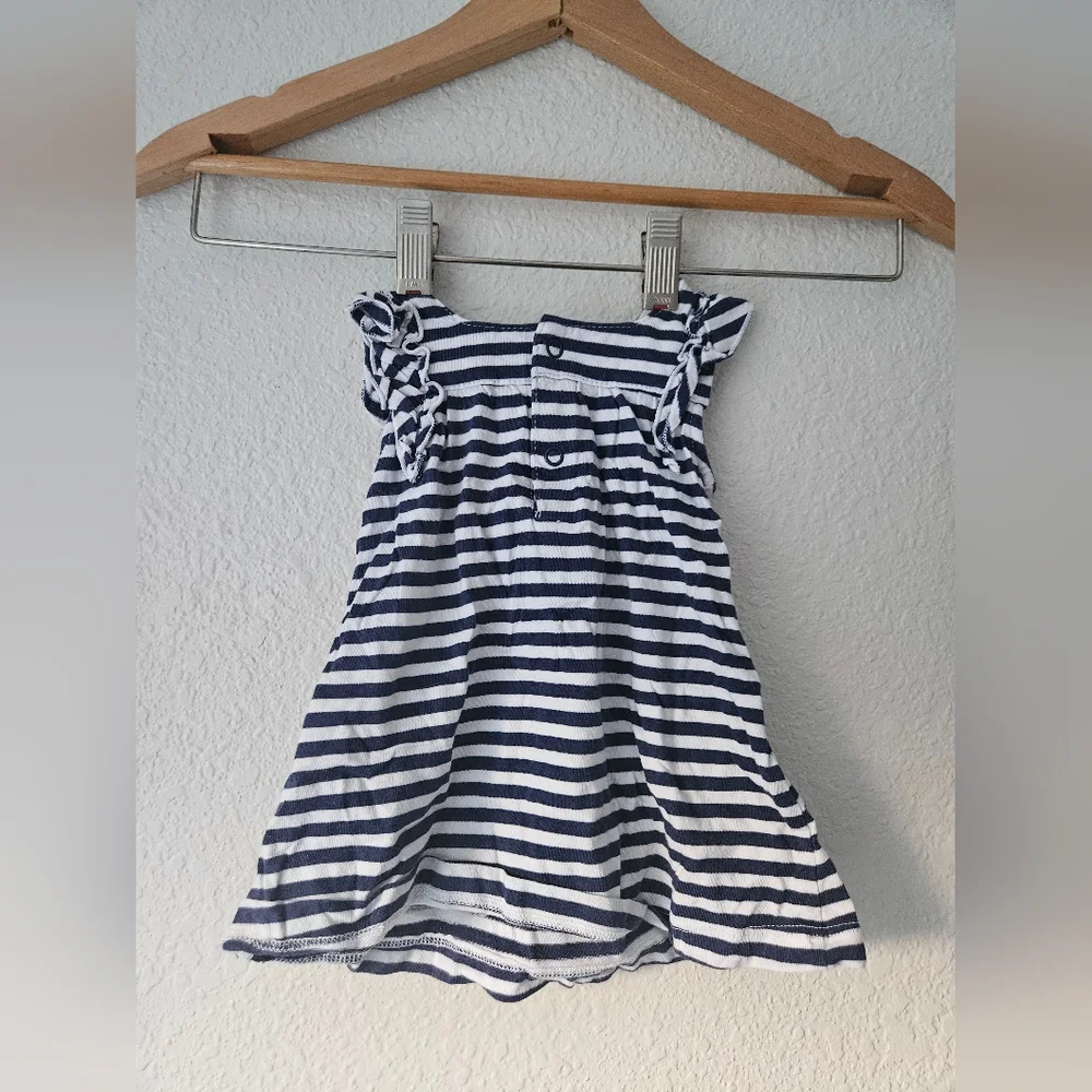 carters blue and white striped top, 0 - 3 months